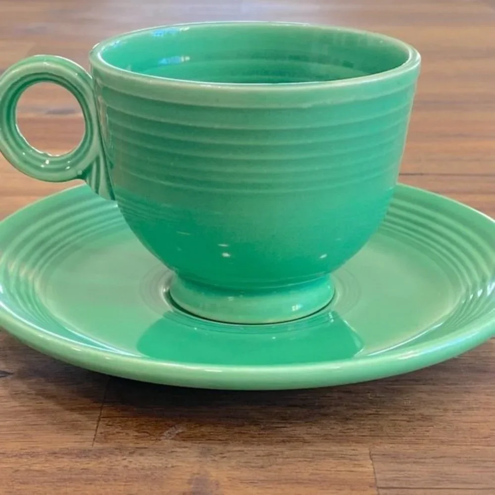 Fiestaware Mid Century Modern Dinnerware Cup & Saucer Set Original Medium Green